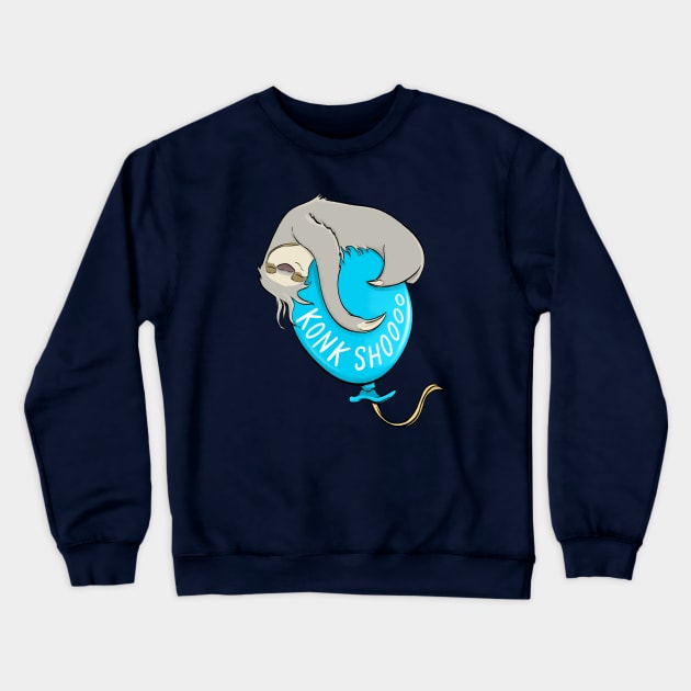 Konk Shooo Sloth Balloon Crewneck Sweatshirt by CaseyHWilkinson